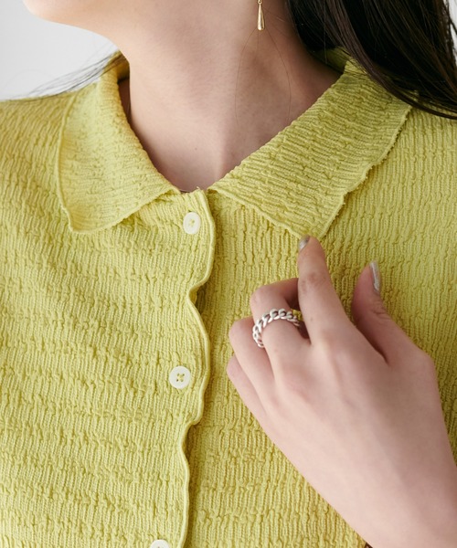 DISCOAT（ディスコート）の「【新色追加!/WEB限定】衿付きジャガードカーディガン（カーディガン/ボレロ・レディース・オフホワイト/ブラック/ライム/アイボリー・FREE）」の17枚目の写真