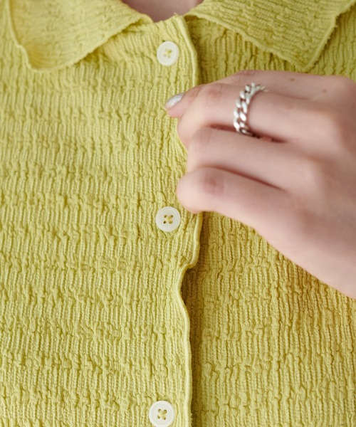 DISCOAT（ディスコート）の「【新色追加!/WEB限定】衿付きジャガードカーディガン（カーディガン/ボレロ・レディース・オフホワイト/ブラック/ライム/アイボリー・FREE）」の18枚目の写真