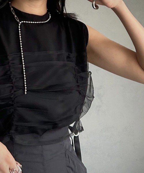 tシャツ 「＆g'aime」チュールビスチェレイヤードT　Tulle Bustier Layered Tee レディース &g'aime tシャツ 「＆g'aime」チュールビスチェレイヤードT