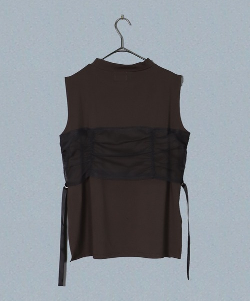 tシャツ 「＆g'aime」チュールビスチェレイヤードT　Tulle Bustier Layered Tee レディース &g'aime tシャツ 「＆g'aime」チュールビスチェレイヤードT