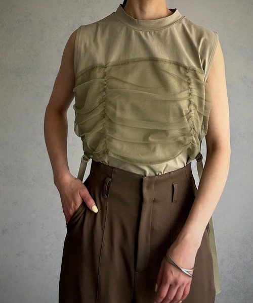 tシャツ 「＆g'aime」チュールビスチェレイヤードT　Tulle Bustier Layered Tee レディース &g'aime tシャツ 「＆g'aime」チュールビスチェレイヤードT