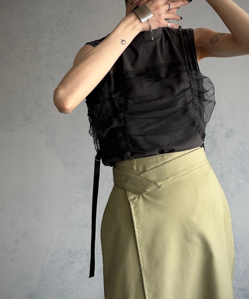 &g'aime】チュールレイヤードTシャツ（Tシャツ/カットソー）｜&g