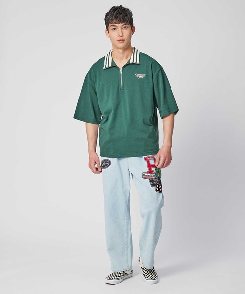 Refurbish（リファービッシュ）の「【Refurbish】ハーフジップ半袖プルオーバー（Tシャツ/カットソー・メンズ・オフホワイト/ブラック/グリーン・XL/L/M）」の12枚目の写真