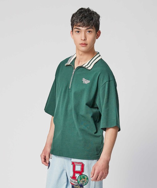 Refurbish（リファービッシュ）の「【Refurbish】ハーフジップ半袖プルオーバー（Tシャツ/カットソー・メンズ・オフホワイト/ブラック/グリーン・XL/L/M）」の13枚目の写真