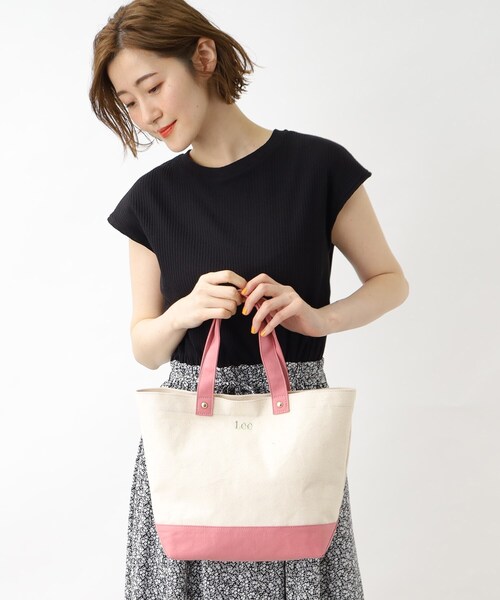 Lee（リー）の「◆Leeキャンバス切替トートバッグ【2WAY】（トートバッグ・レディース・グリーン/ダークグレー/アイボリー系6/ブラック/ピンク系9・00）」の5枚目の写真