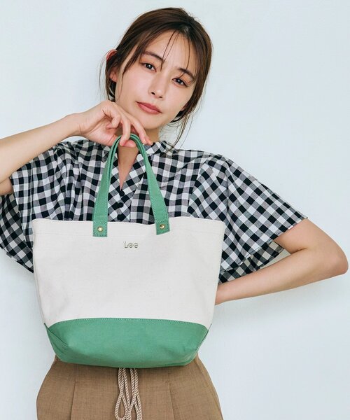 Lee（リー）の「◆Leeキャンバス切替トートバッグ【2WAY】（トートバッグ・レディース・グリーン/ダークグレー/アイボリー系6/ブラック/ピンク系9・00）」の4枚目の写真