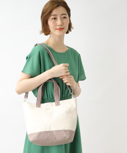 Lee（リー）の「◆Leeキャンバス切替トートバッグ【2WAY】（トートバッグ・レディース・グリーン/ダークグレー/アイボリー系6/ブラック/ピンク系9・00）」の3枚目の写真