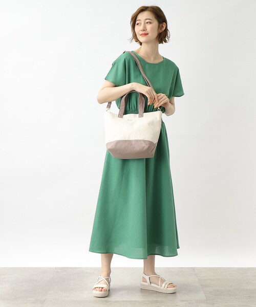 Lee（リー）の「◆Leeキャンバス切替トートバッグ【2WAY】（トートバッグ・レディース・グリーン/ダークグレー/アイボリー系6/ブラック/ピンク系9・00）」の9枚目の写真