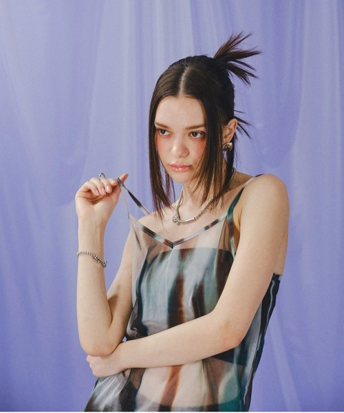 WHO'S WHO gallery（フーズフーギャラリー）の「メッシュマーブルワンピース（ワンピース・レディース・ブラック/パープル/ブルー/グリーン・FREE）」の10枚目の写真