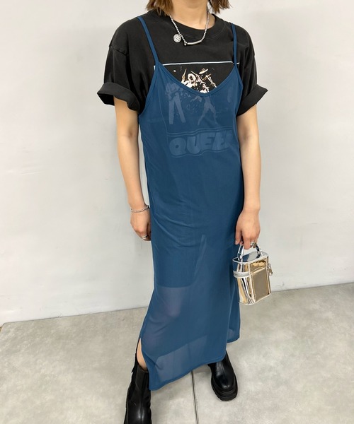 WHO'S WHO gallery（フーズフーギャラリー）の「メッシュマーブルワンピース（ワンピース・レディース・ブラック/パープル/ブルー/グリーン・FREE）」の6枚目の写真