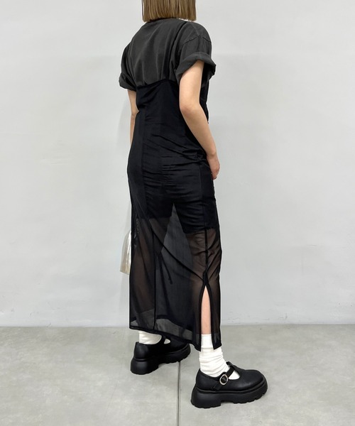 WHO'S WHO gallery（フーズフーギャラリー）の「メッシュマーブルワンピース（ワンピース・レディース・ブラック/パープル/ブルー/グリーン・FREE）」の12枚目の写真