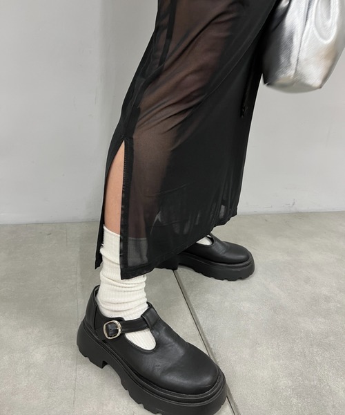 WHO'S WHO gallery（フーズフーギャラリー）の「メッシュマーブルワンピース（ワンピース・レディース・ブラック/パープル/ブルー/グリーン・FREE）」の5枚目の写真