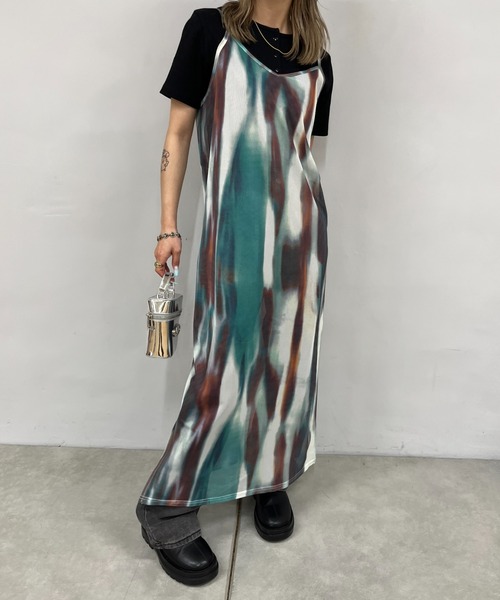 WHO'S WHO gallery（フーズフーギャラリー）の「メッシュマーブルワンピース（ワンピース・レディース・ブラック/パープル/ブルー/グリーン・FREE）」の18枚目の写真