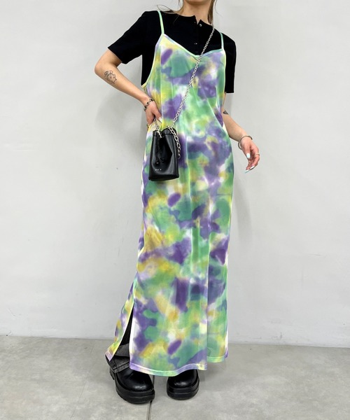 WHO'S WHO gallery（フーズフーギャラリー）の「メッシュマーブルワンピース（ワンピース・レディース・ブラック/パープル/ブルー/グリーン・FREE）」の17枚目の写真