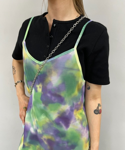 WHO'S WHO gallery（フーズフーギャラリー）の「メッシュマーブルワンピース（ワンピース・レディース・ブラック/パープル/ブルー/グリーン・FREE）」の15枚目の写真