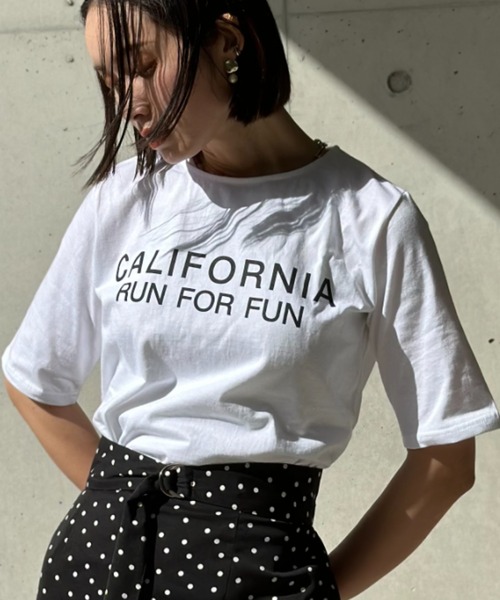 deux amour（ドゥーザムール）の「CALIFORNIA T（Tシャツ/カットソー・レディース・ホワイト/ライム/ブラック・FREE）」の2枚目の写真