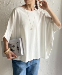 無地コットンドルマンスリーブ半袖ビッグシルエットTシャツ