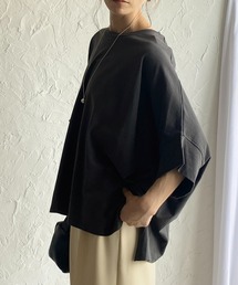 無地コットンドルマンスリーブ半袖ビッグシルエットTシャツ