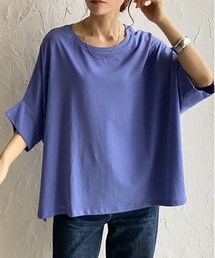 無地コットンドルマンスリーブ半袖ビッグシルエットTシャツ