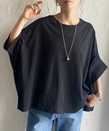 無地コットンドルマンスリーブ半袖ビッグシルエットTシャツ