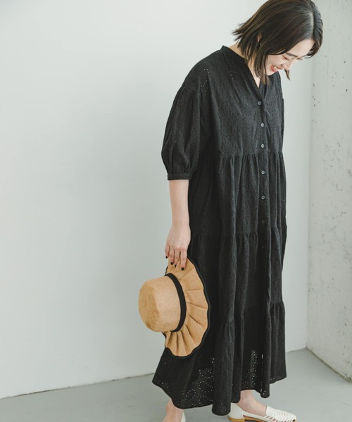 ITEMS URBANRESEARCH（アイテムズ アーバンリサーチ）の「レースティアードワンピース（ワンピース・レディース・ブラック/オフホワイト・FREE）」の2枚目の写真