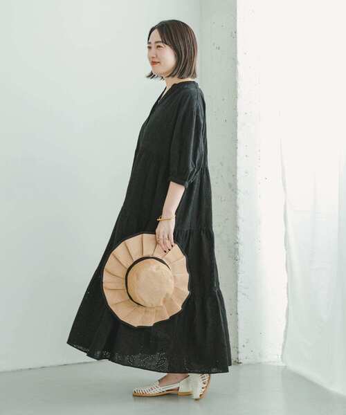 ITEMS URBANRESEARCH（アイテムズ アーバンリサーチ）の「レースティアードワンピース（ワンピース・レディース・ブラック/オフホワイト・FREE）」の6枚目の写真