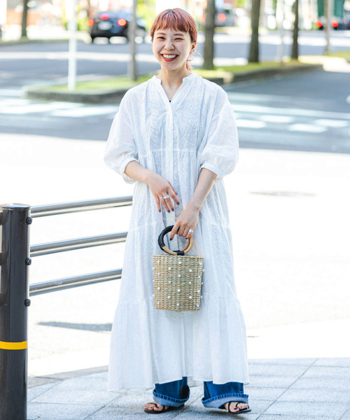 ITEMS URBANRESEARCH（アイテムズ アーバンリサーチ）の「レースティアードワンピース（ワンピース・レディース・ブラック/オフホワイト・FREE）」の8枚目の写真