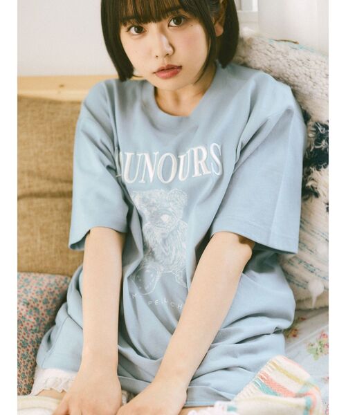 merry jenny(メリージェニー)の「bear embroidery Tシャツ(Tシャツ/カットソー・レディース・ピンク/オフホワイト/ブルー・FREE)」の4枚目の写真