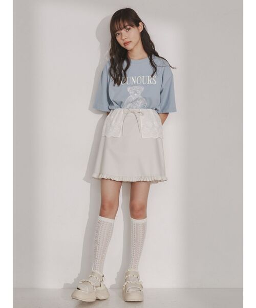 tシャツ Ribbon Motif Embroidery T レディース リボンロゴ刺繍TEE|ems excite | RETRO GIRL ONLINE STORE