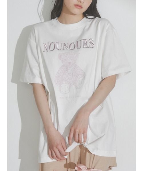 merry jenny(メリージェニー)の「bear embroidery Tシャツ(Tシャツ/カットソー・レディース・ピンク/オフホワイト/ブルー・FREE)」の2枚目の写真