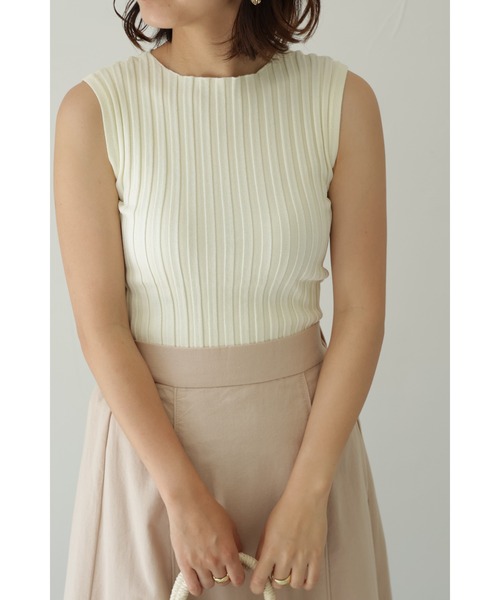 each(イーチ)の「ピッチリブノースリーブプルオーバー(タンクトップ・レディース・イエロー/オフホワイト/ブラック・FREE)」の2枚目の写真