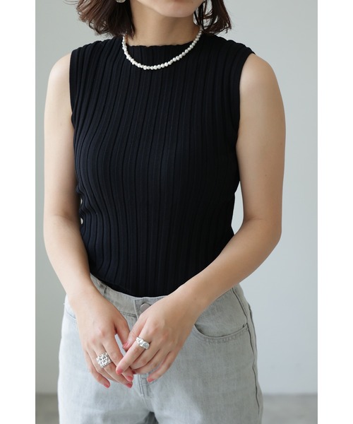 each(イーチ)の「ピッチリブノースリーブプルオーバー(タンクトップ・レディース・イエロー/オフホワイト/ブラック・FREE)」の3枚目の写真