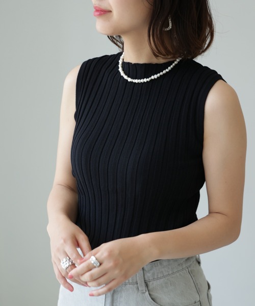 each(イーチ)の「ピッチリブノースリーブプルオーバー(タンクトップ・レディース・イエロー/オフホワイト/ブラック・FREE)」の8枚目の写真