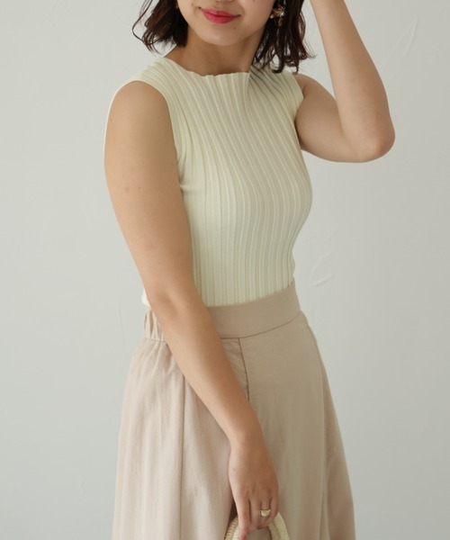 each(イーチ)の「ピッチリブノースリーブプルオーバー(タンクトップ・レディース・イエロー/オフホワイト/ブラック・FREE)」の7枚目の写真