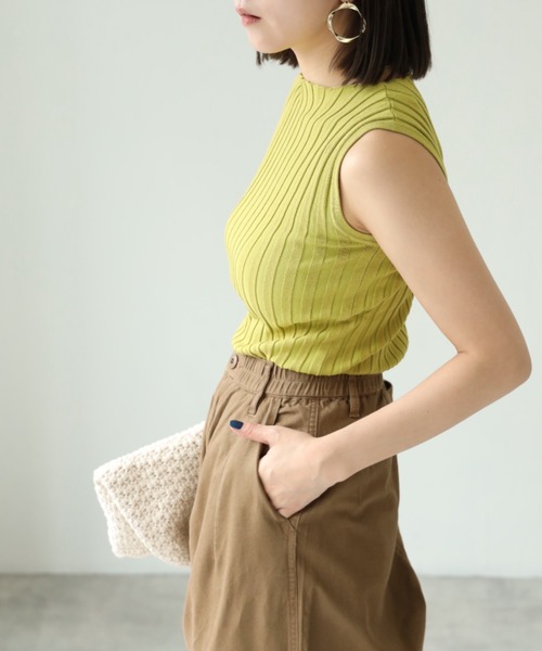 each(イーチ)の「ピッチリブノースリーブプルオーバー(タンクトップ・レディース・イエロー/オフホワイト/ブラック・FREE)」の9枚目の写真