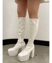 GYDA | ストレッチフェイクレザーチャンキーブーツ(ブーツ)