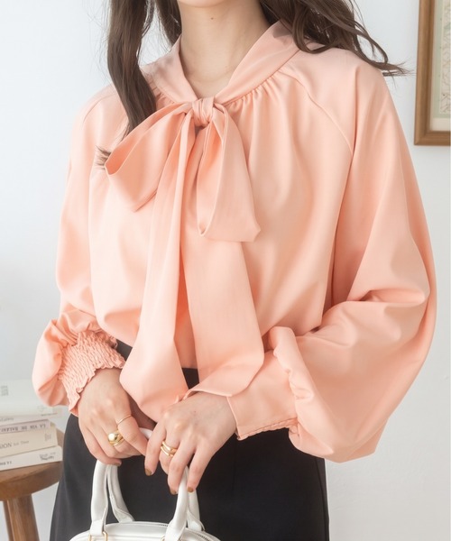 Ada.(エイダ)の「2WAY ビックリボン ハイネック ボウタイ ブラウス(シャツ/ブラウス・レディース・ネイビー/ホワイト/ピンク/ブルー/ブラック・FREE)」の5枚目の写真