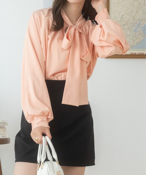 Ada.(エイダ)の「2WAY ビックリボン ハイネック ボウタイ ブラウス(シャツ/ブラウス・レディース・ネイビー/ホワイト/ピンク/ブルー/ブラック・FREE)」の7枚目の写真