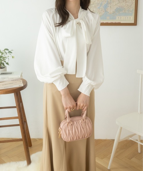 Ada.(エイダ)の「2WAY ビックリボン ハイネック ボウタイ ブラウス(シャツ/ブラウス・レディース・ネイビー/ホワイト/ピンク/ブルー/ブラック・FREE)」の11枚目の写真