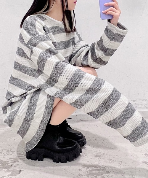 Figments（フィグメンツ）の「オーバーサイズボーダーニット