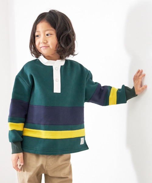 MAKE YOUR DAY（メイクユアデイ）の「ラガー風裏起毛プルオーバー■80～140cm（スウェット・キッズ・ネイビー/グリーン・110/140/130/100/90/80/120）」の3枚目の写真