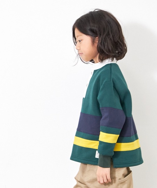 MAKE YOUR DAY（メイクユアデイ）の「ラガー風裏起毛プルオーバー■80～140cm（スウェット・キッズ・ネイビー/グリーン・110/140/130/100/90/80/120）」の4枚目の写真