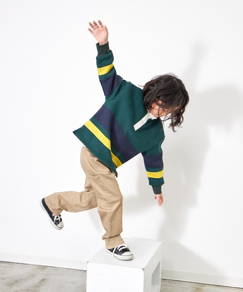 MAKE YOUR DAY（メイクユアデイ）の「ラガー風裏起毛プルオーバー■80～140cm（スウェット・キッズ・ネイビー/グリーン・110/140/130/100/90/80/120）」の6枚目の写真