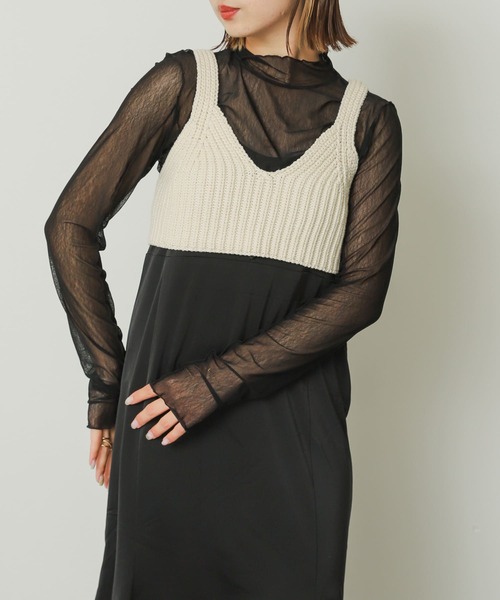 SENSE OF PLACE by URBAN RESEARCH(センスオブプレイスバイアーバンリサーチ)の「カタアゼニットビスチェ(ベスト・レディース・オフホワイト/ブラック/ダークブラウン・ONE)」の12枚目の写真