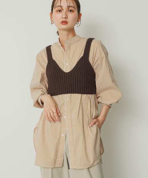 SENSE OF PLACE by URBAN RESEARCH(センスオブプレイスバイアーバンリサーチ)の「カタアゼニットビスチェ(ベスト・レディース・オフホワイト/ブラック/ダークブラウン・ONE)」の10枚目の写真