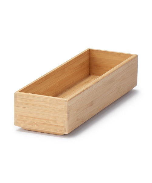 重なる竹材整理ボックス 小 約幅8．5×奥行26×高さ5．5cm（収納