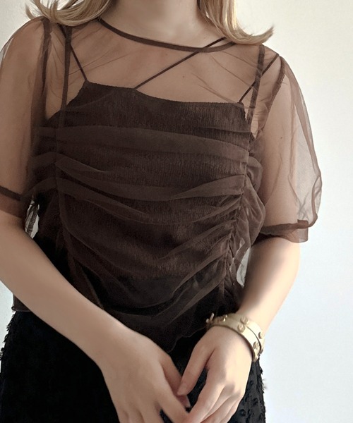 apres jour clair(アプレジュールクレア)の「【apres jour clair】チュールTシャツ【ZOZOTOWN限定アイテム】(Tシャツ/カットソー・レディース・ベージュ/グレー/ブラウン系その他・X-LARGE/フリー)」の13枚目の写真