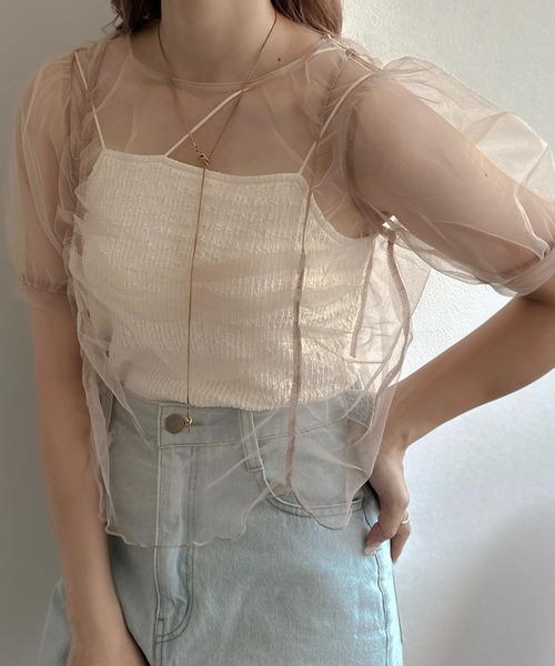 apres jour clair(アプレジュールクレア)の「【apres jour clair】チュールTシャツ【ZOZOTOWN限定アイテム】(Tシャツ/カットソー・レディース・ベージュ/グレー/ブラウン系その他・X-LARGE/フリー)」の20枚目の写真