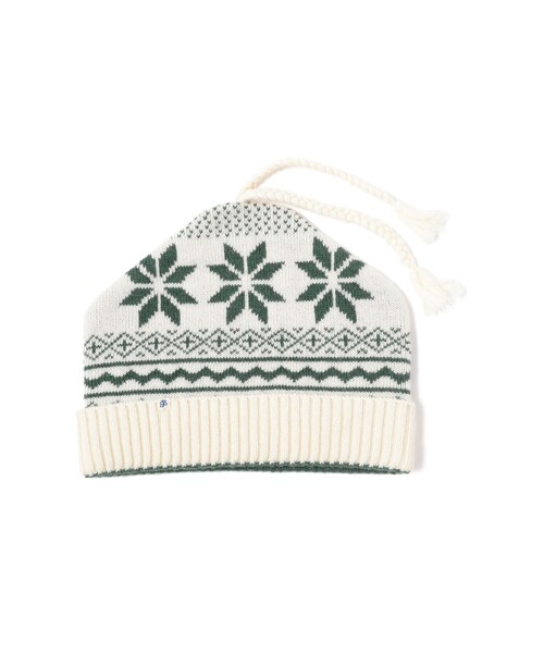 BEAMS BOY(ビームスボーイ)の「BEAMS BOY / 雪柄 ニットキャップ(ニットキャップ/ビーニー・レディース・ナチュラル/ネイビー・ONE SIZE)」の1枚目の写真