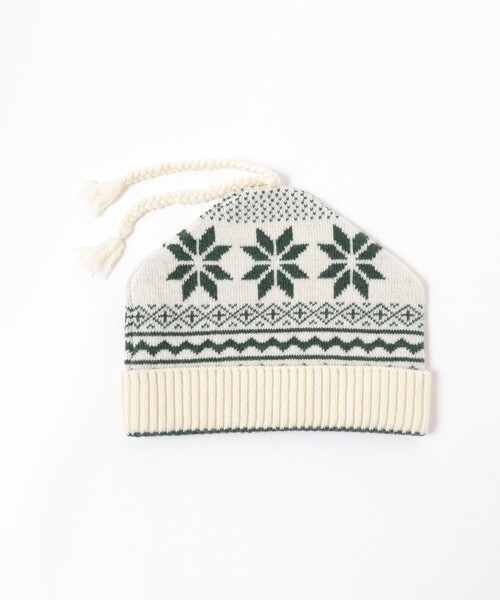 BEAMS BOY(ビームスボーイ)の「BEAMS BOY / 雪柄 ニットキャップ(ニットキャップ/ビーニー・レディース・ナチュラル/ネイビー・ONE SIZE)」の5枚目の写真